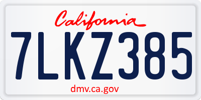 CA license plate 7LKZ385