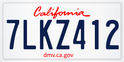 CA license plate 7LKZ412