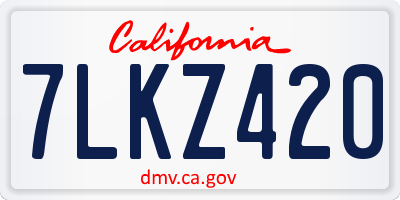 CA license plate 7LKZ420