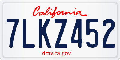CA license plate 7LKZ452