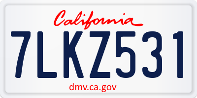 CA license plate 7LKZ531