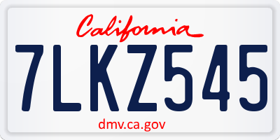 CA license plate 7LKZ545