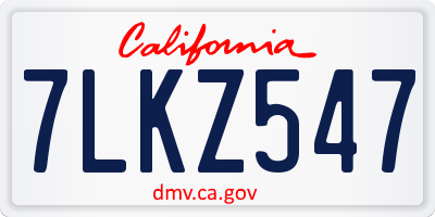 CA license plate 7LKZ547