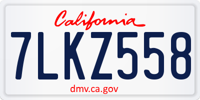 CA license plate 7LKZ558