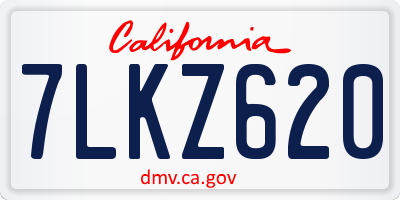 CA license plate 7LKZ620