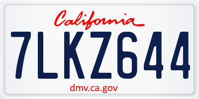 CA license plate 7LKZ644