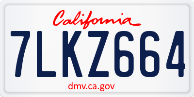 CA license plate 7LKZ664