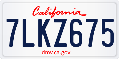 CA license plate 7LKZ675