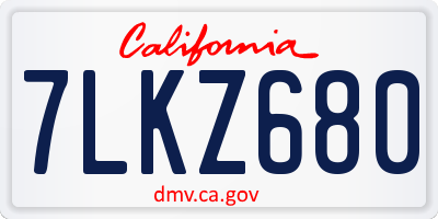CA license plate 7LKZ680