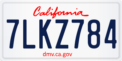 CA license plate 7LKZ784