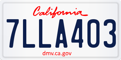 CA license plate 7LLA403