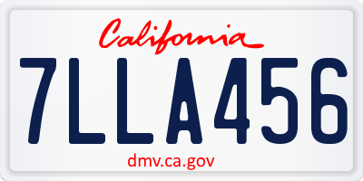 CA license plate 7LLA456