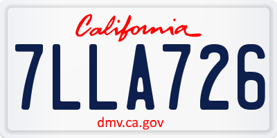 CA license plate 7LLA726