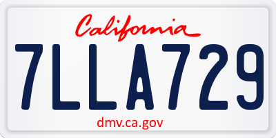 CA license plate 7LLA729