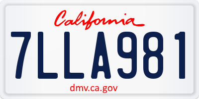 CA license plate 7LLA981