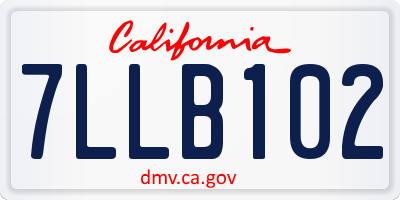 CA license plate 7LLB102