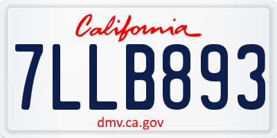 CA license plate 7LLB893