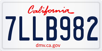 CA license plate 7LLB982