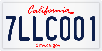 CA license plate 7LLC001