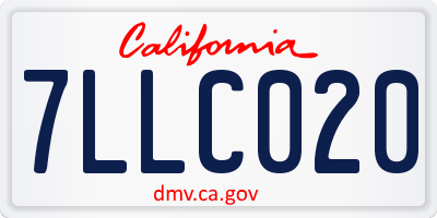 CA license plate 7LLC020