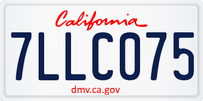 CA license plate 7LLC075