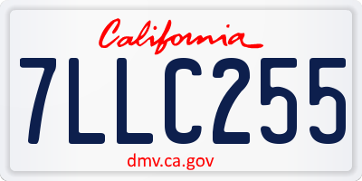 CA license plate 7LLC255