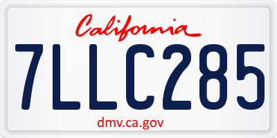 CA license plate 7LLC285