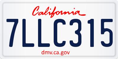 CA license plate 7LLC315