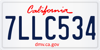 CA license plate 7LLC534