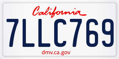 CA license plate 7LLC769