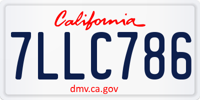 CA license plate 7LLC786