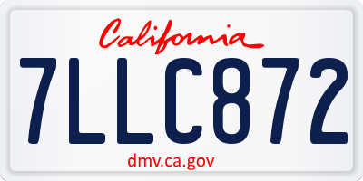 CA license plate 7LLC872