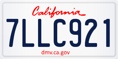 CA license plate 7LLC921
