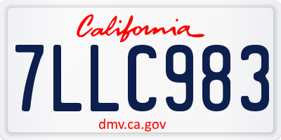 CA license plate 7LLC983