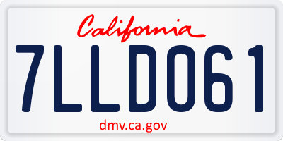 CA license plate 7LLD061