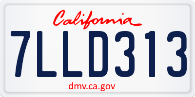 CA license plate 7LLD313