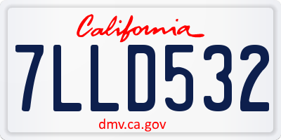 CA license plate 7LLD532