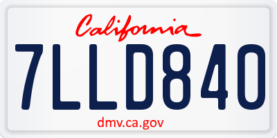 CA license plate 7LLD840