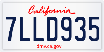 CA license plate 7LLD935