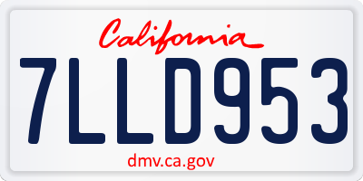 CA license plate 7LLD953