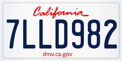 CA license plate 7LLD982