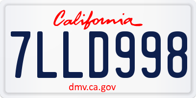 CA license plate 7LLD998