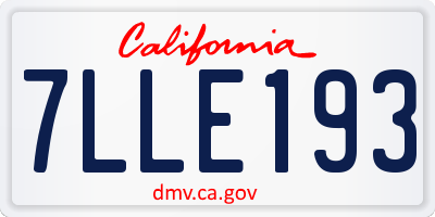 CA license plate 7LLE193