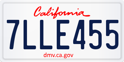 CA license plate 7LLE455