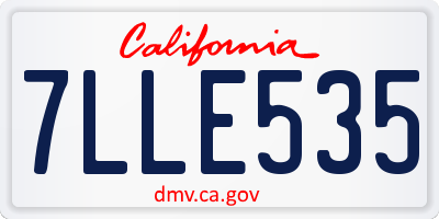 CA license plate 7LLE535