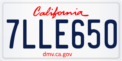 CA license plate 7LLE650
