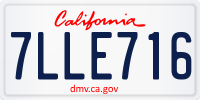 CA license plate 7LLE716