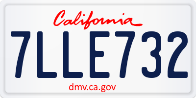 CA license plate 7LLE732