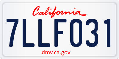 CA license plate 7LLF031