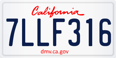 CA license plate 7LLF316